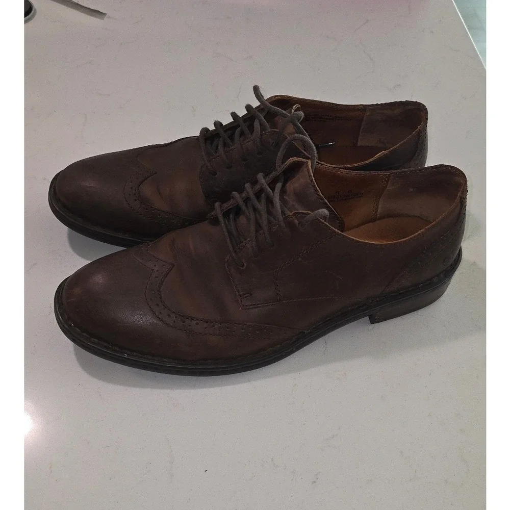 Born Mens Hemlock Brown Leather Wingtip Oxford Dress Shoes Size 11 H10608